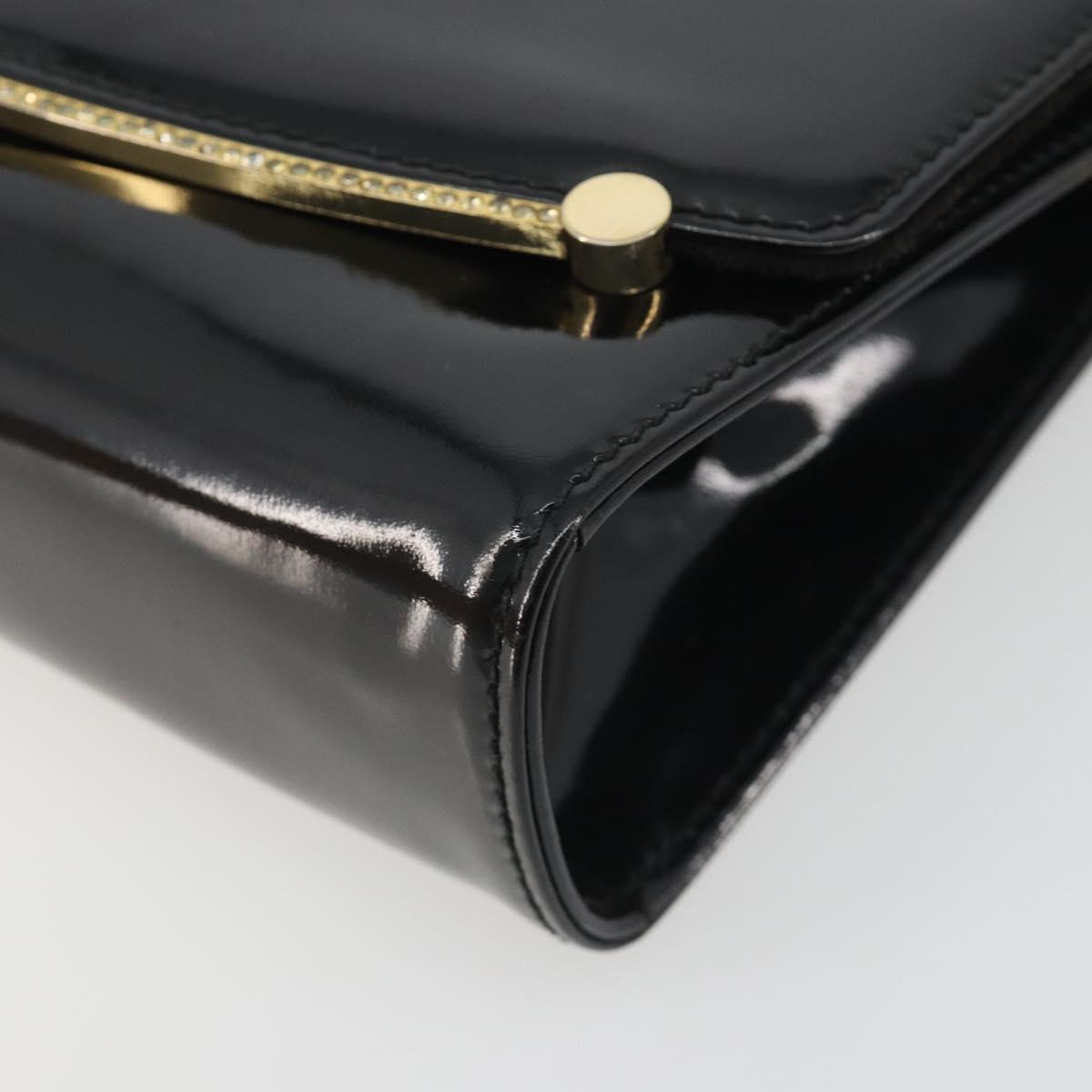 BALLY Chain Shoulder Bag Patent Leather Black Gold Auth bs36285A