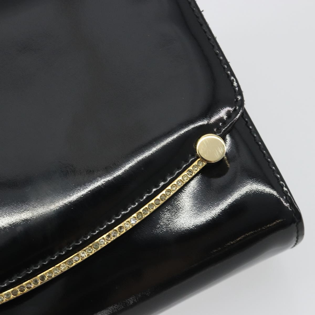 BALLY Chain Shoulder Bag Patent Leather Black Gold Auth bs36285A