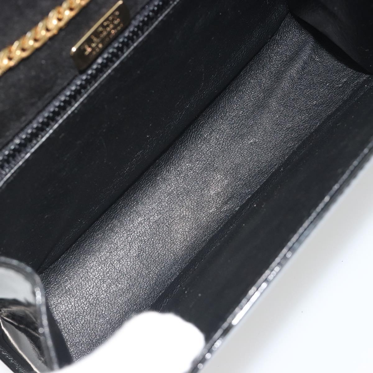 BALLY Chain Shoulder Bag Patent Leather Black Gold Auth bs36285A