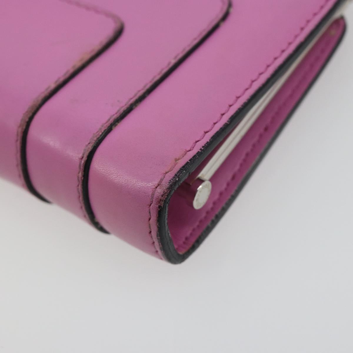 BVLGARI Coin Purse Leather Pink Silver Auth bs36286