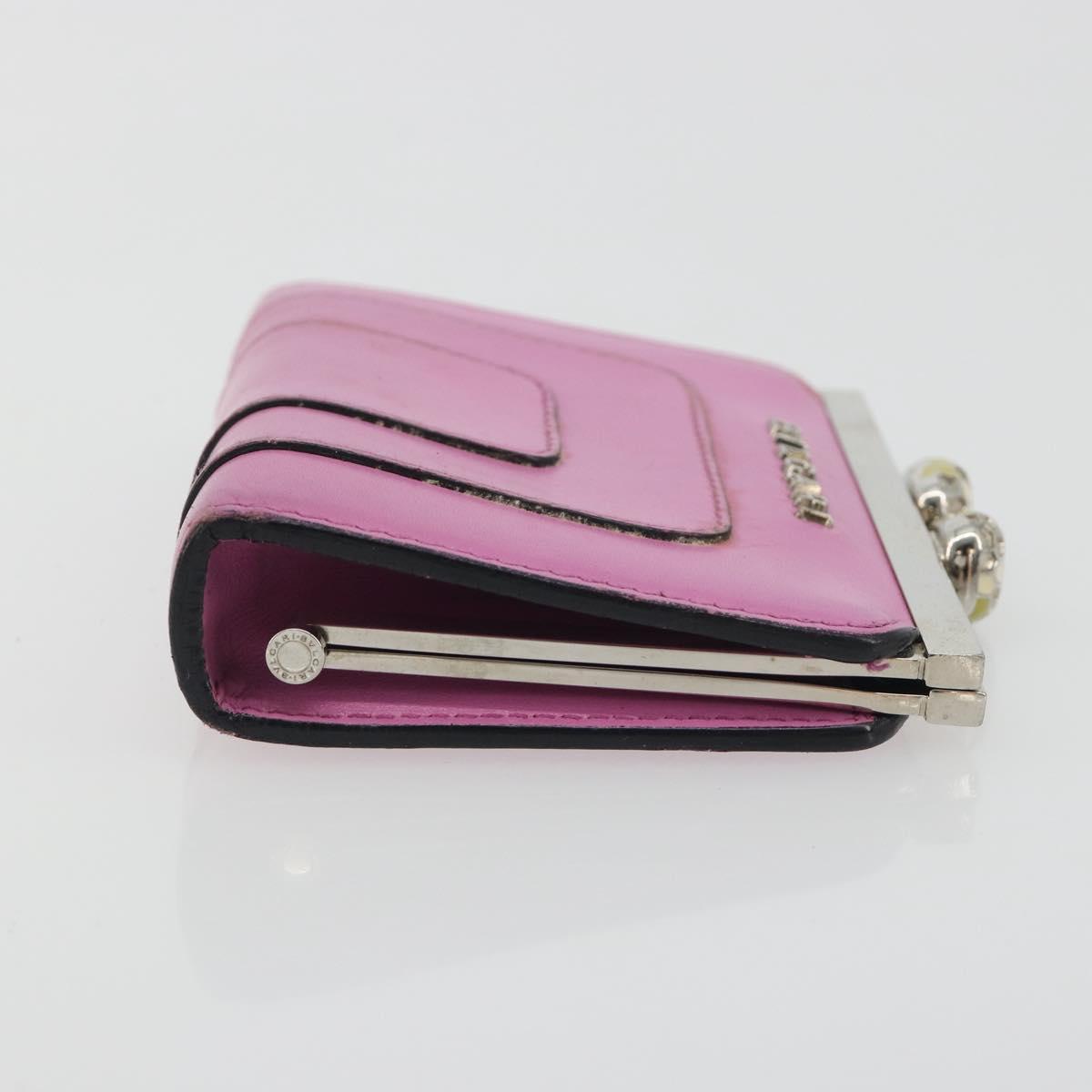 BVLGARI Coin Purse Leather Pink Silver Auth bs36286