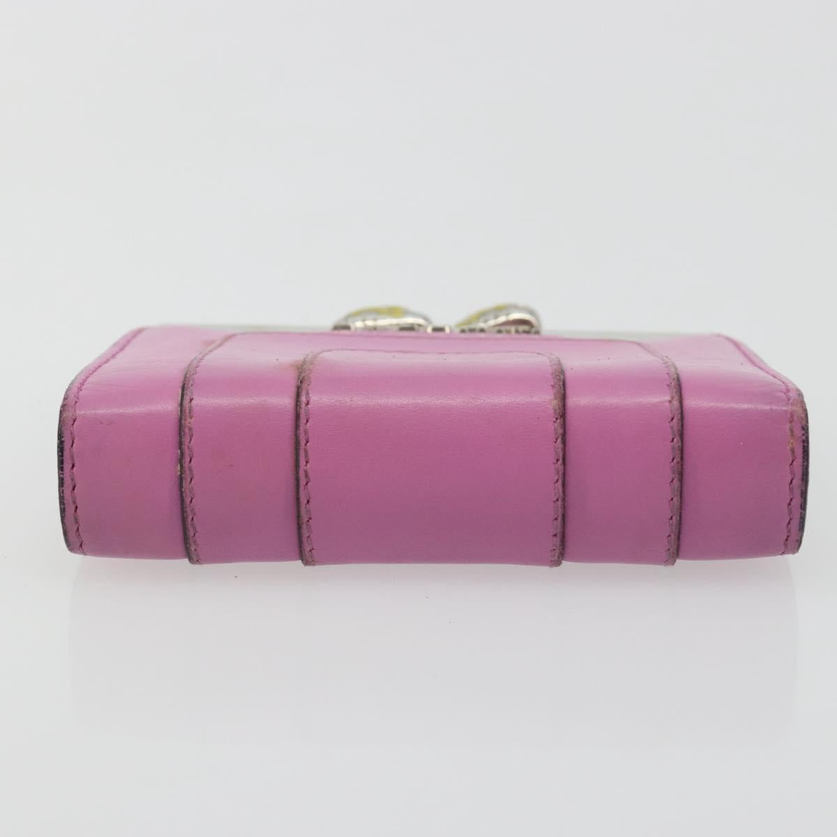 BVLGARI Coin Purse Leather Pink Silver Auth bs36286