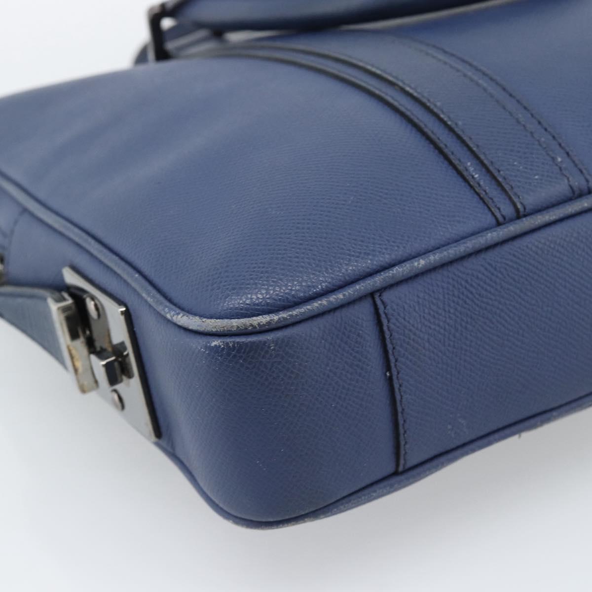 BURBERRY Business Bag Leather Blue Silver Auth bs36287