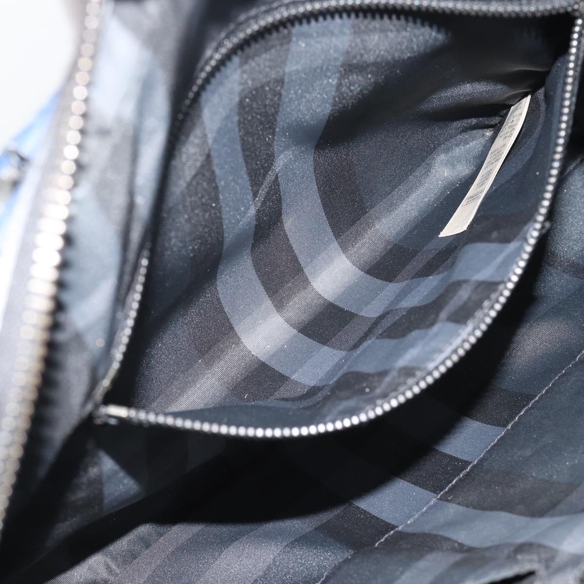 BURBERRY Business Bag Leather Blue Silver Auth bs36287