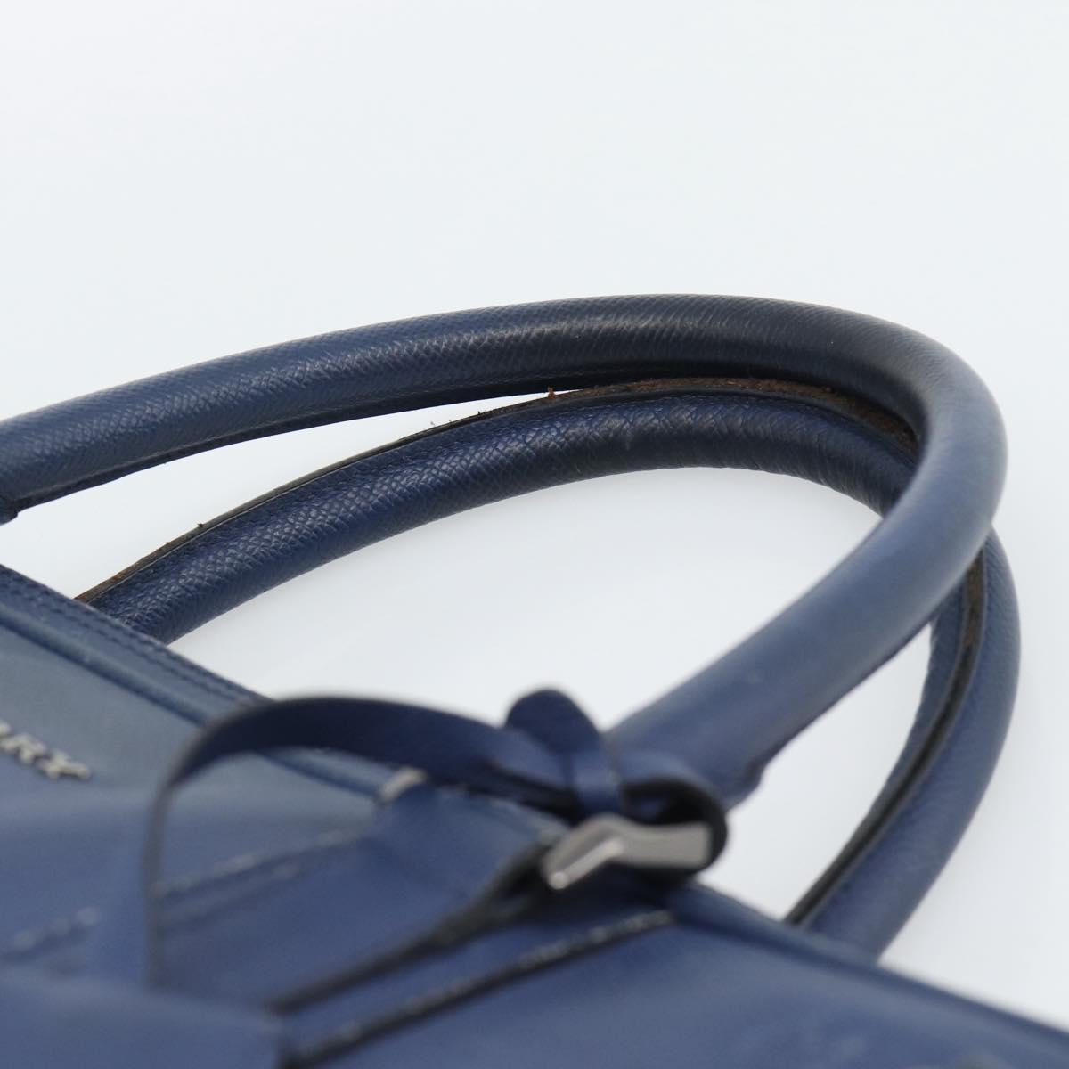 BURBERRY Business Bag Leather Blue Silver Auth bs36287