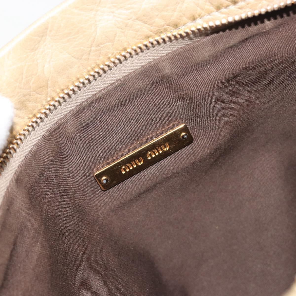 Miu Miu Matelasse Shoulder Bag Leather Beige Gold Auth bs36288