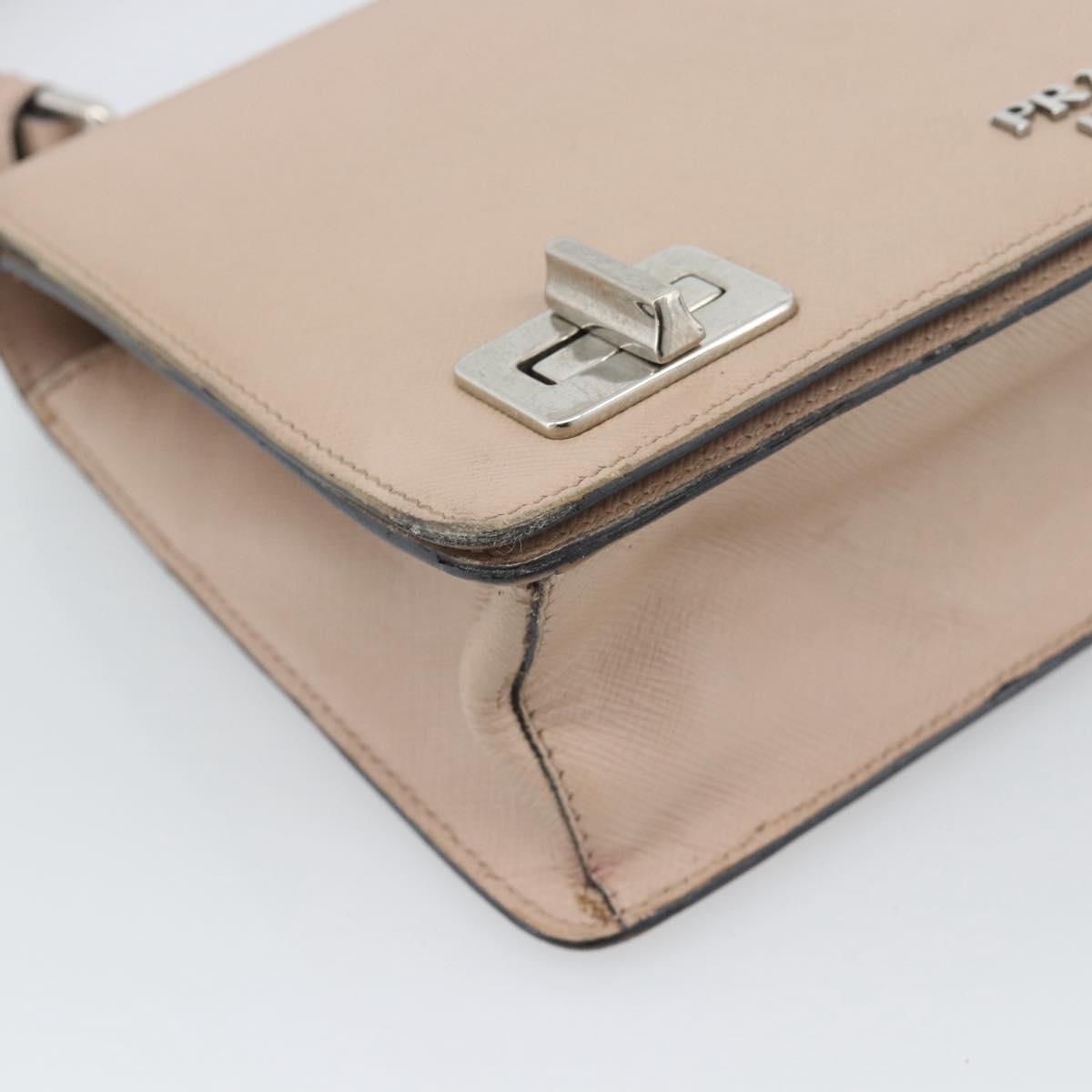 PRADA Hand Bag Safiano Leather 2way Pink Silver Auth bs36289