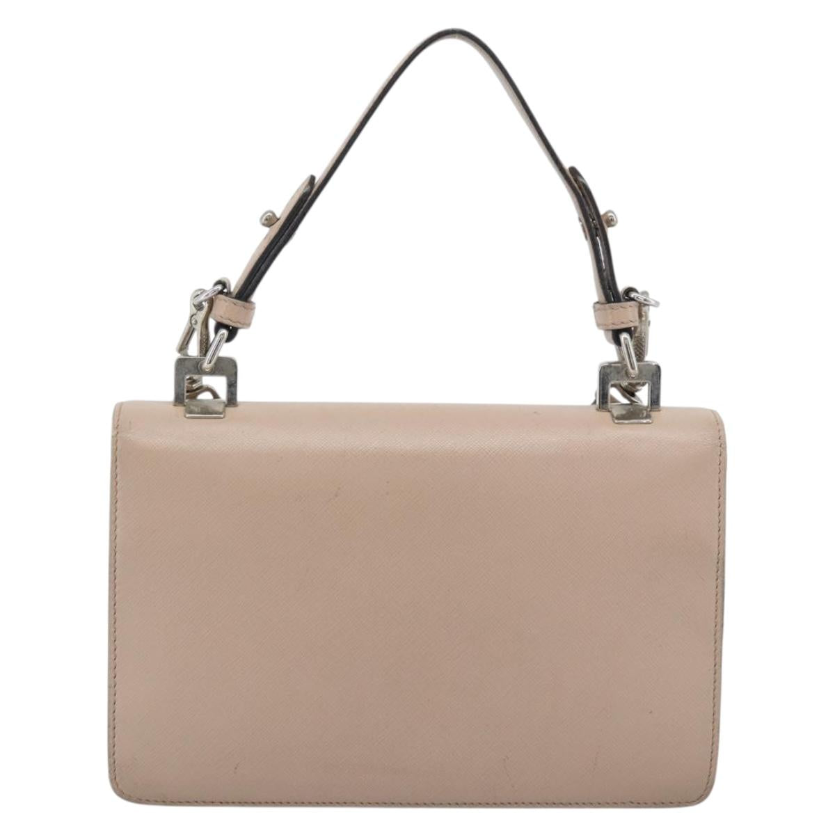 PRADA Hand Bag Safiano Leather 2way Pink Silver Auth bs36289