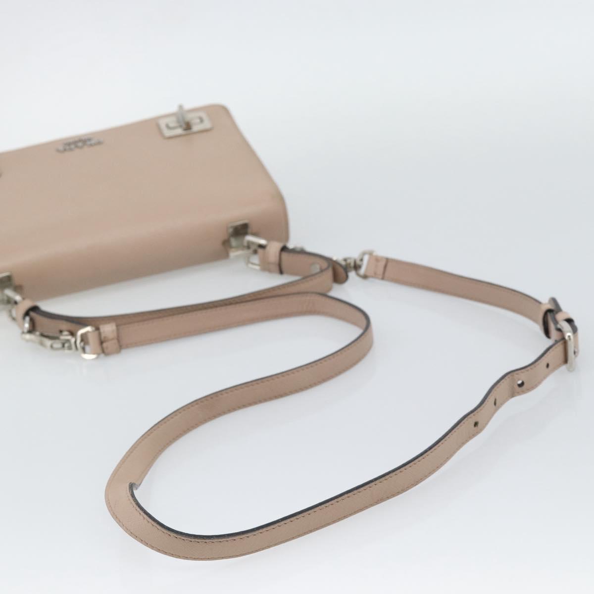 PRADA Hand Bag Safiano Leather 2way Pink Silver Auth bs36289