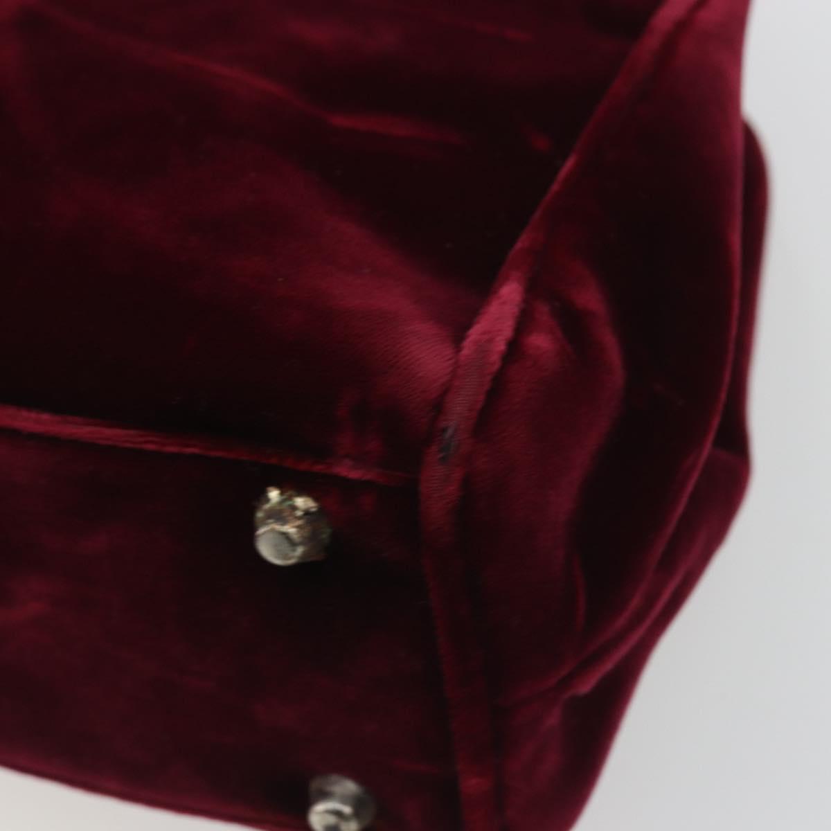 PRADA Hand Bag Velor Red Silver Auth bs36290