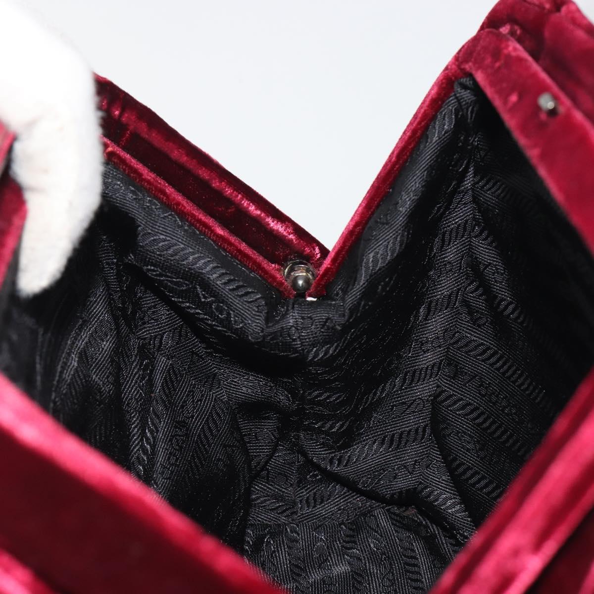 PRADA Hand Bag Velor Red Silver Auth bs36290