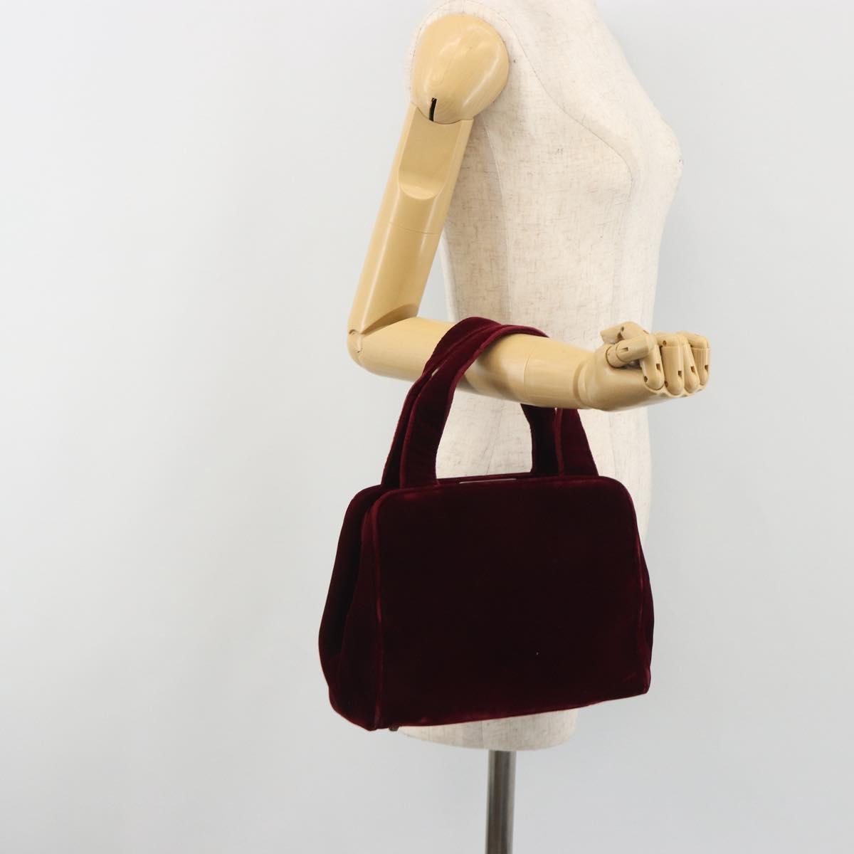 PRADA Hand Bag Velor Red Silver Auth bs36290