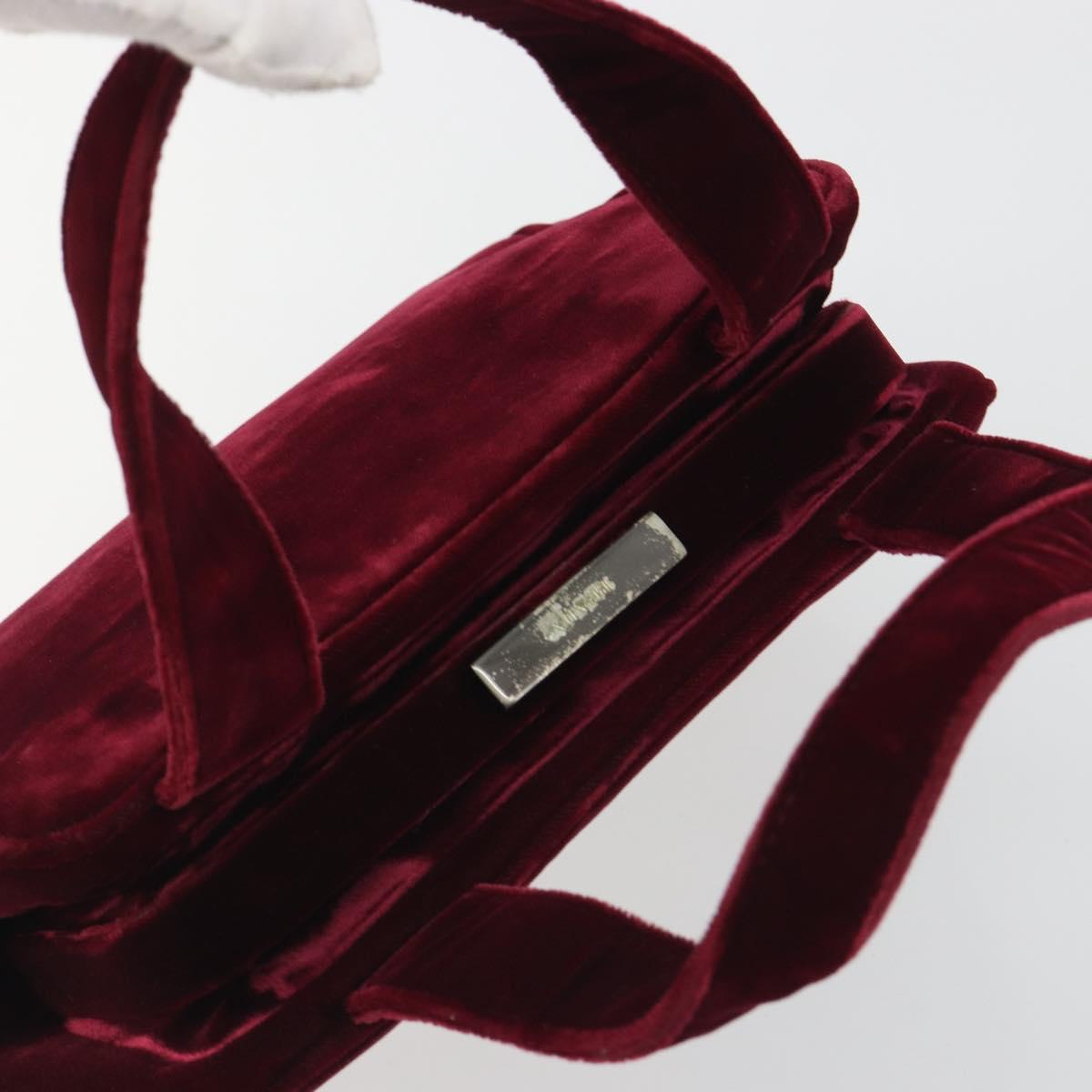 PRADA Hand Bag Velor Red Silver Auth bs36290