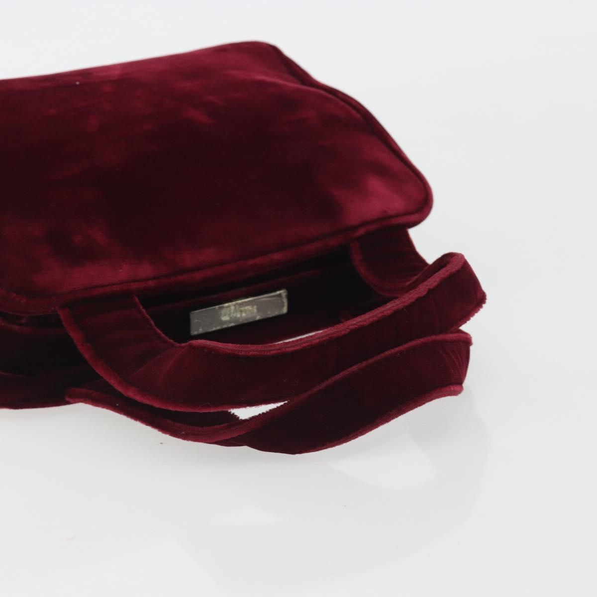PRADA Hand Bag Velor Red Silver Auth bs36290