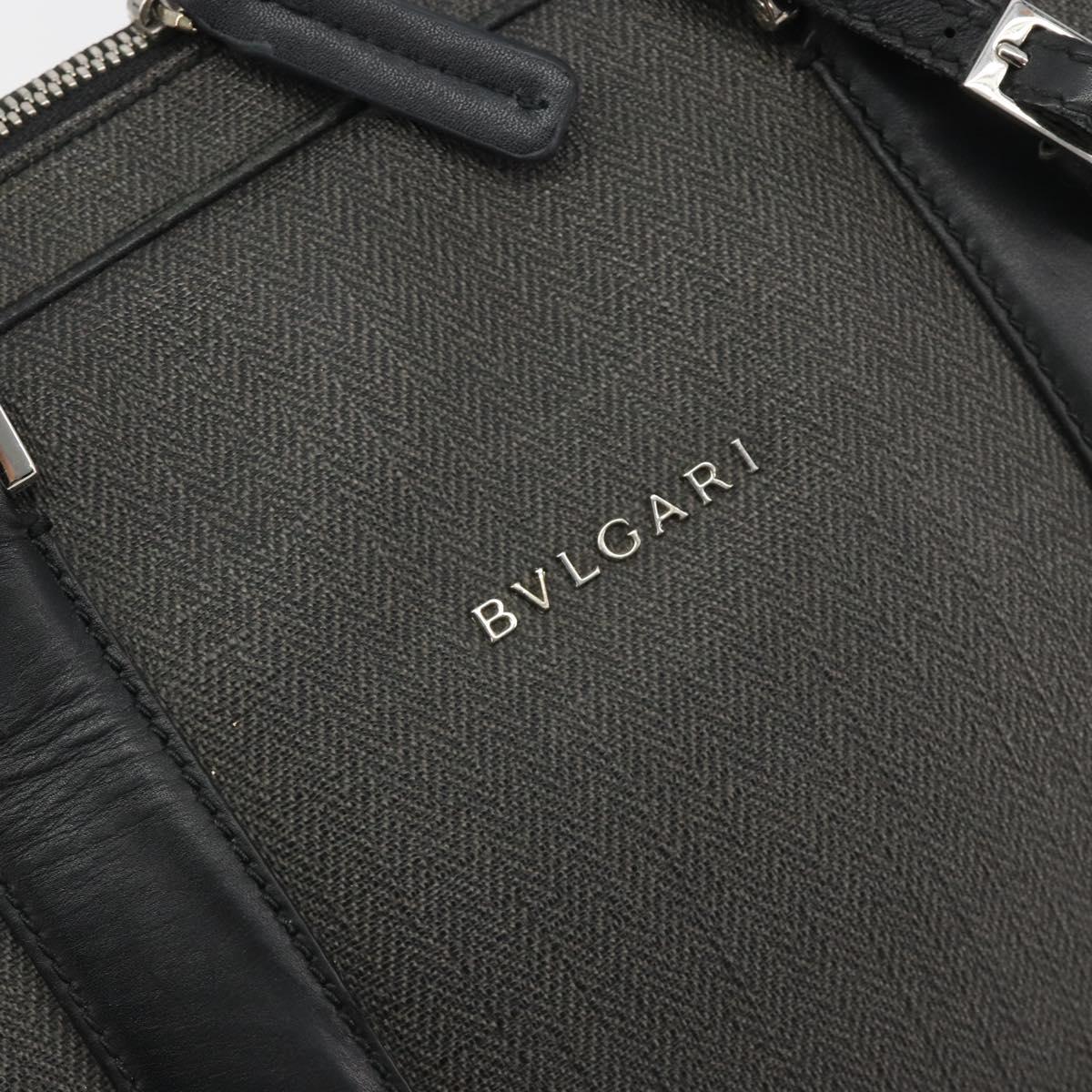 BVLGARI Business Bag PVC Gray Silver Auth bs36291