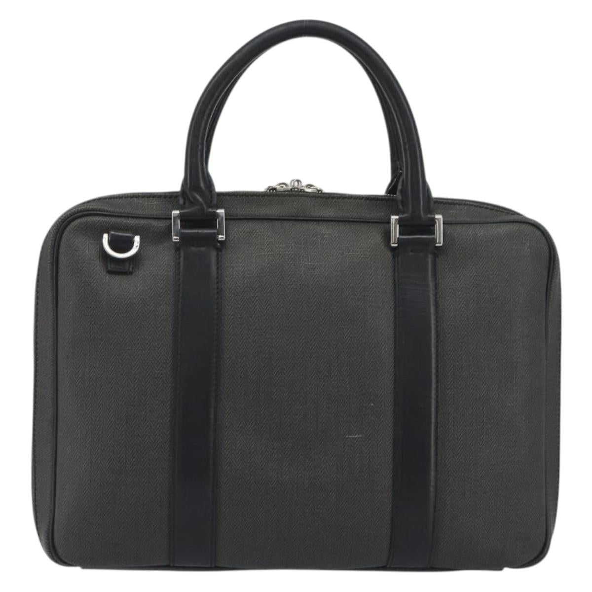 BVLGARI Business Bag PVC Gray Silver Auth bs36291