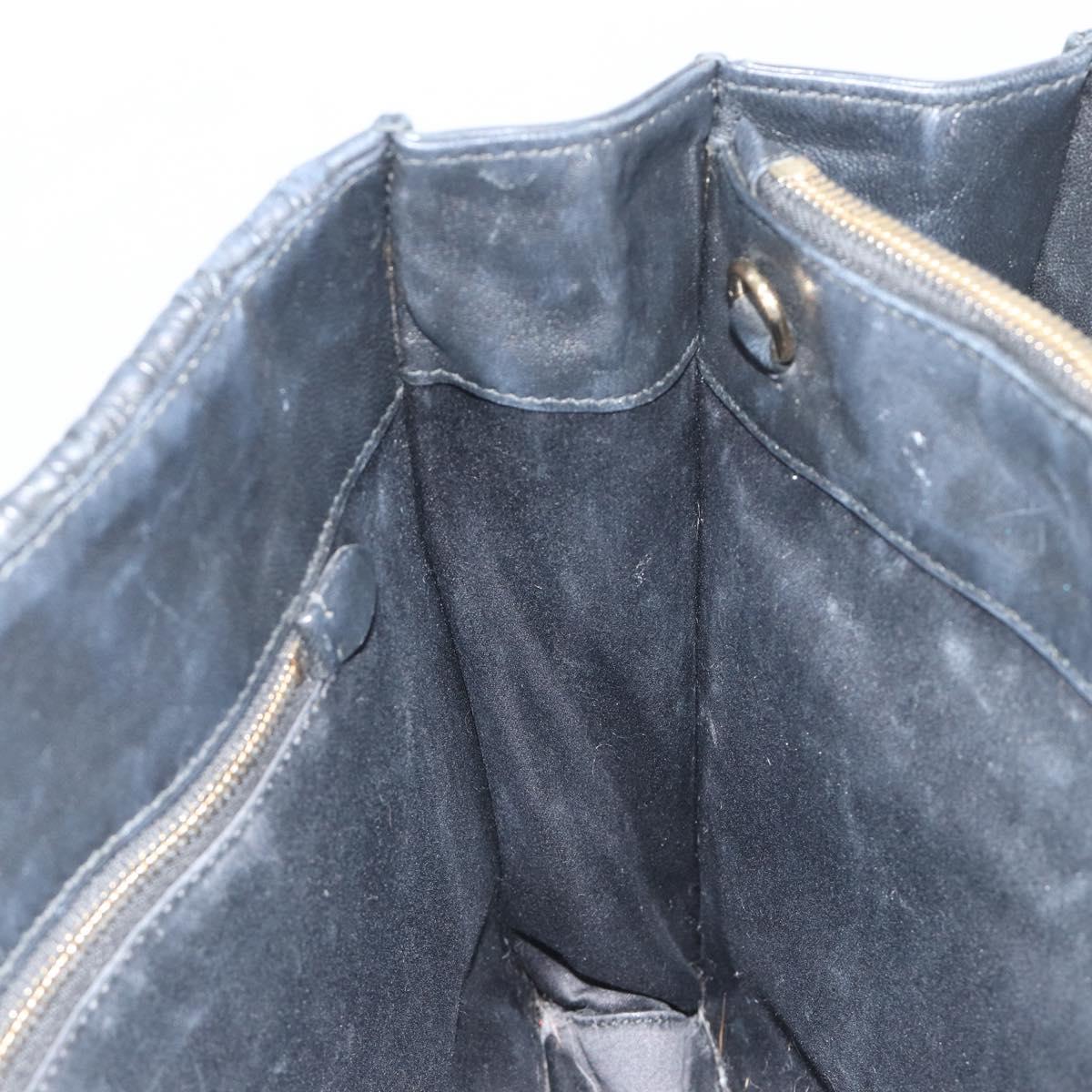 Miu Miu Matelasse Hand Bag Leather Black Gold Auth bs36292