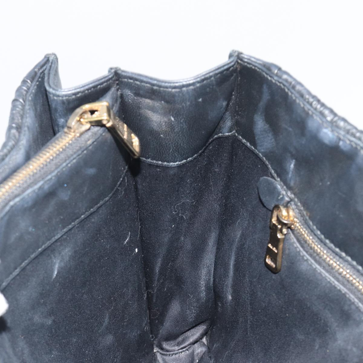 Miu Miu Matelasse Hand Bag Leather Black Gold Auth bs36292