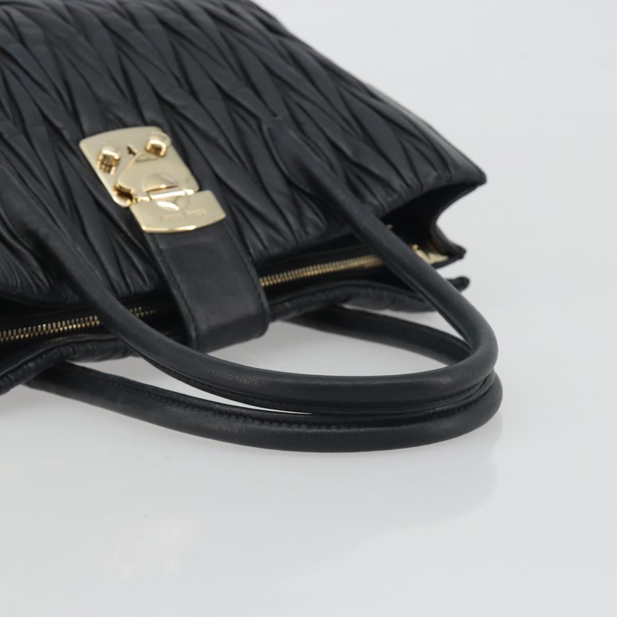 Miu Miu Matelasse Hand Bag Leather Black Gold Auth bs36292