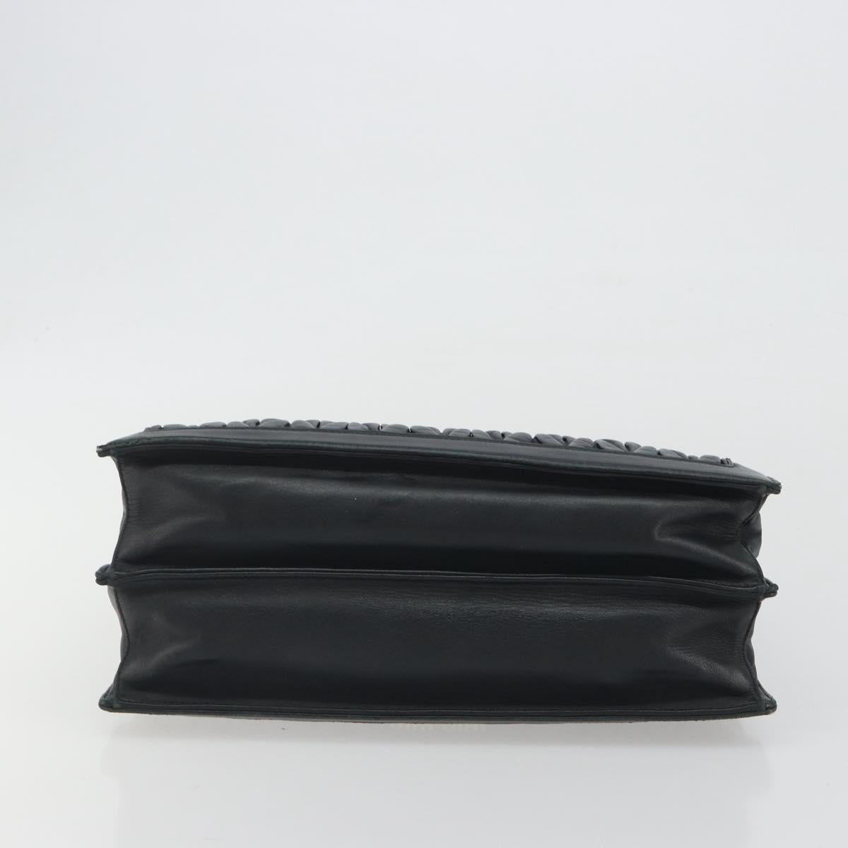 Miu Miu Matelasse Hand Bag Leather Black Gold Auth bs36292