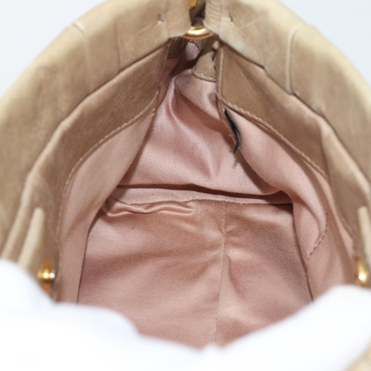Miu Miu Hand Bag Leather 2way Beige Gold Auth bs36293V