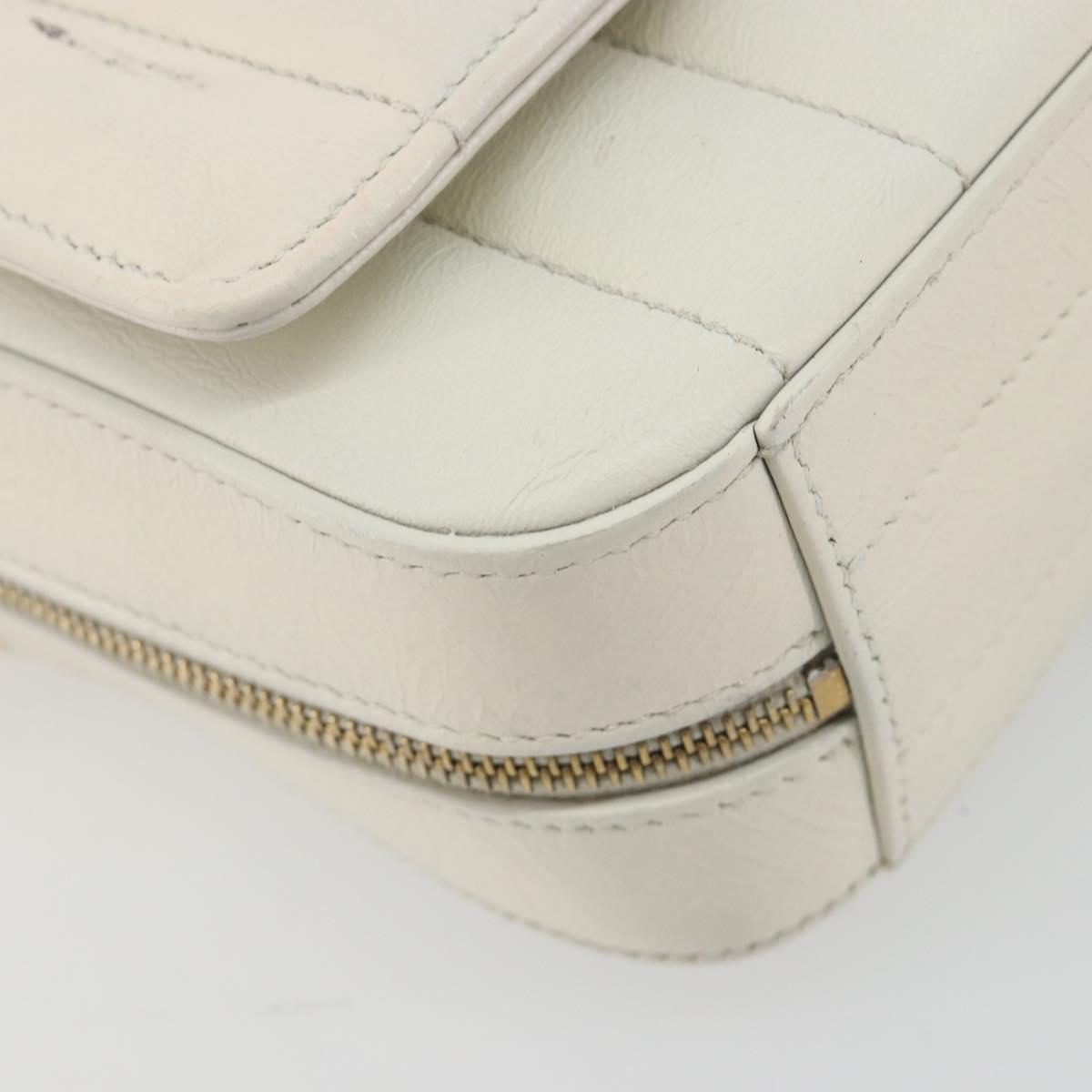 SAINT LAURENT Shoulder Bag Leather White Gold Auth bs36294