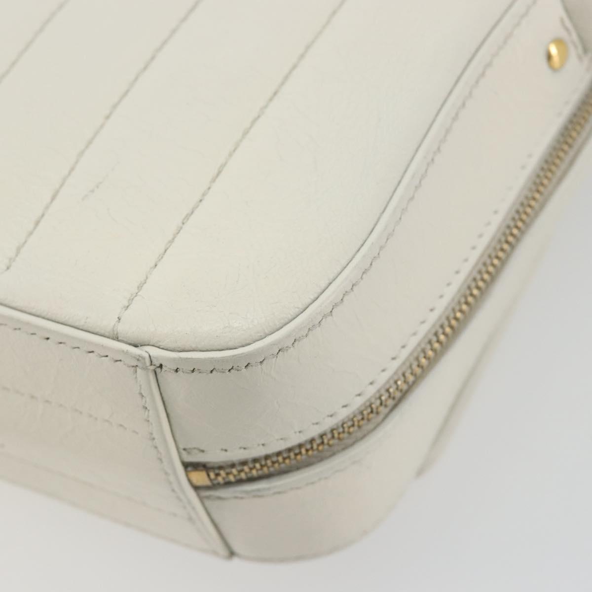 SAINT LAURENT Shoulder Bag Leather White Gold Auth bs36294