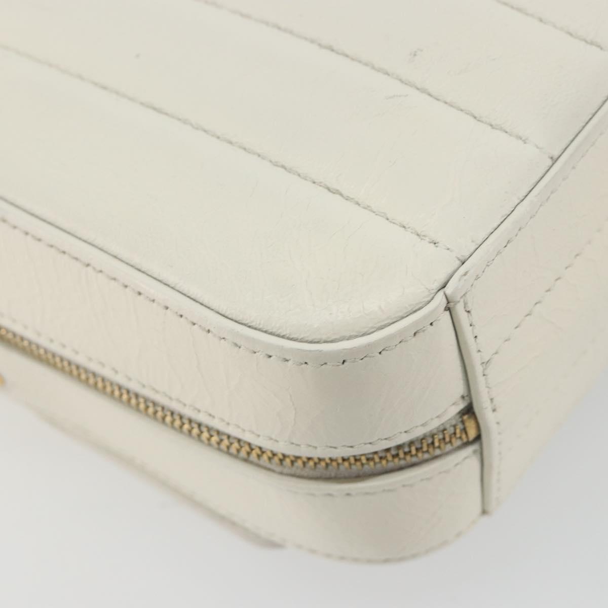 SAINT LAURENT Shoulder Bag Leather White Gold Auth bs36294