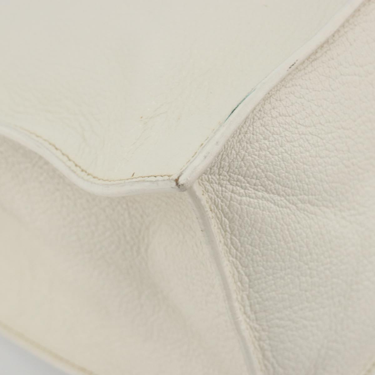 Miu Miu Tote Bag Leather White Silver Auth bs36295A