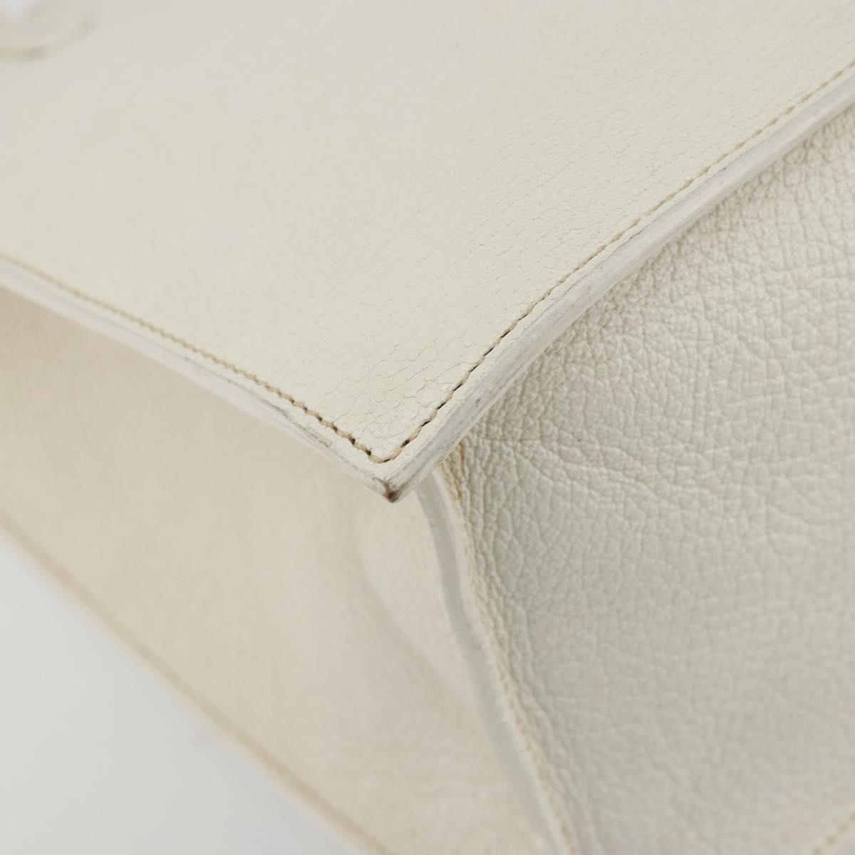 Miu Miu Tote Bag Leather White Silver Auth bs36295A