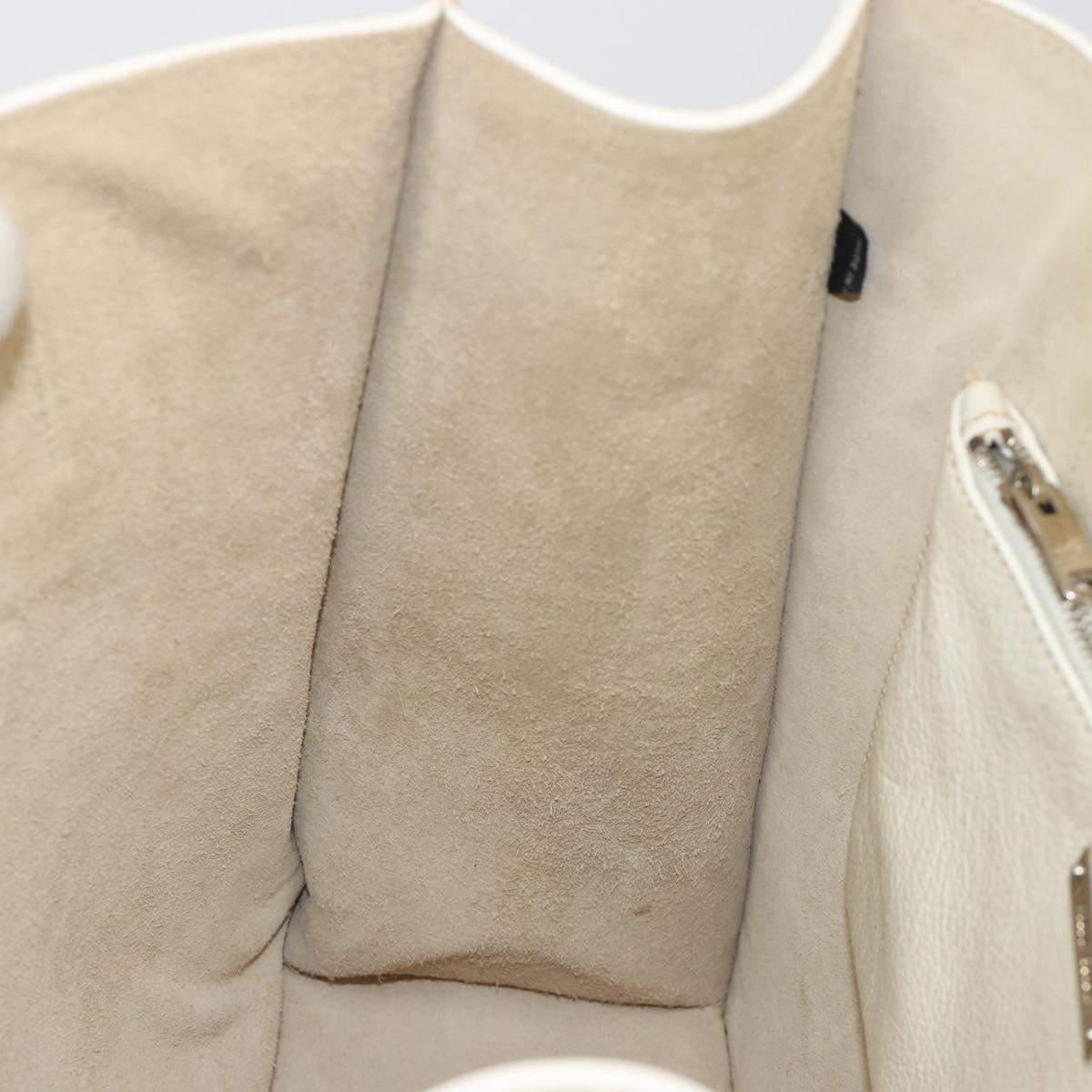 Miu Miu Tote Bag Leather White Silver Auth bs36295A