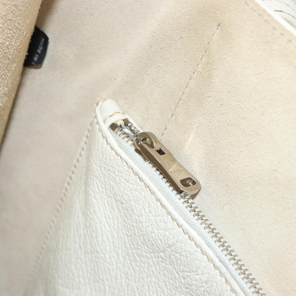 Miu Miu Tote Bag Leather White Silver Auth bs36295A