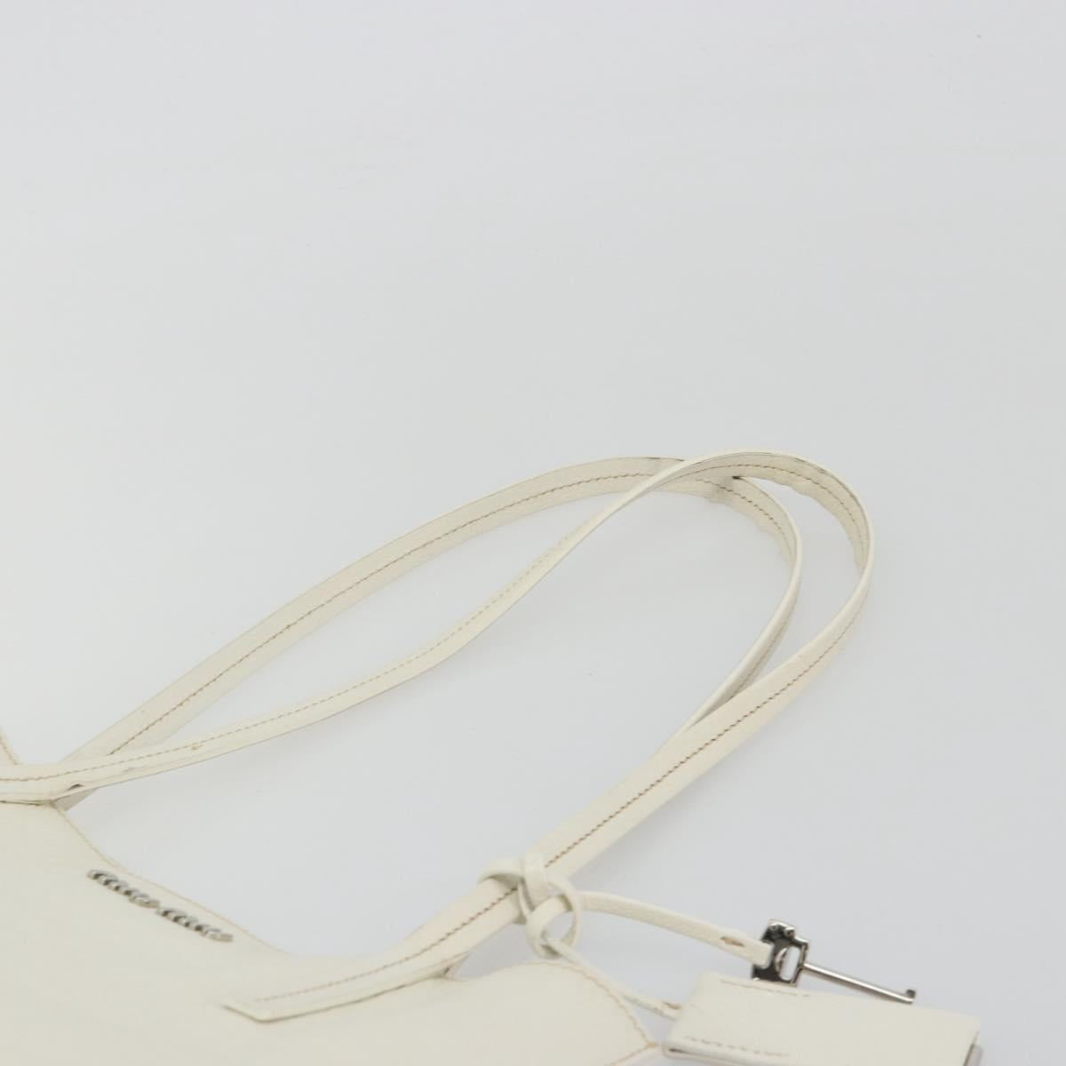 Miu Miu Tote Bag Leather White Silver Auth bs36295A
