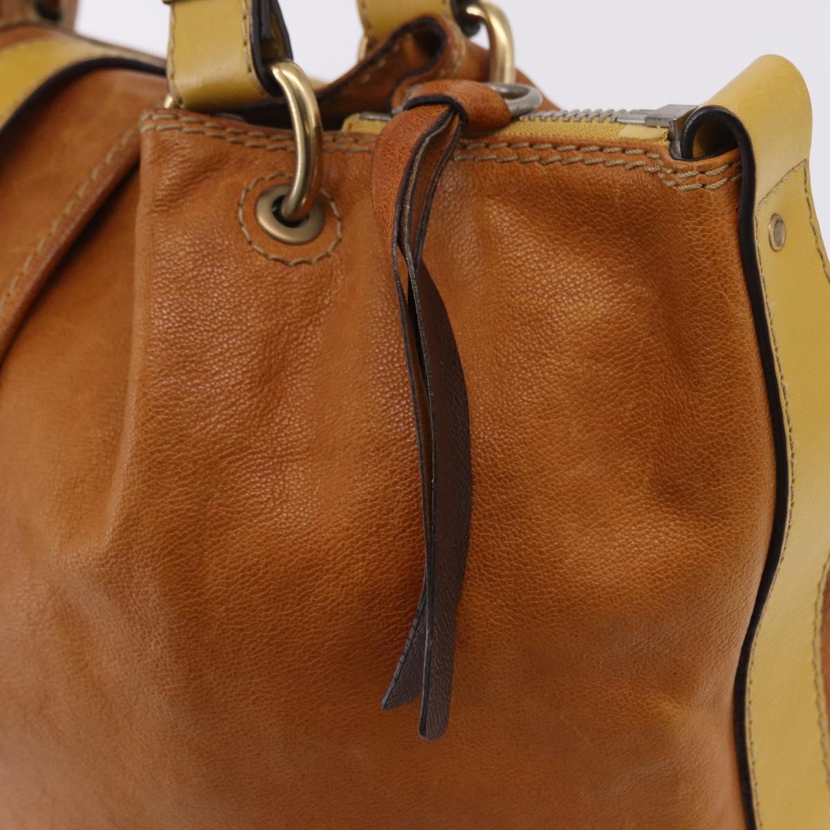 Chloe Hand Bag Leather Beige Gold Silver Auth bs36296A
