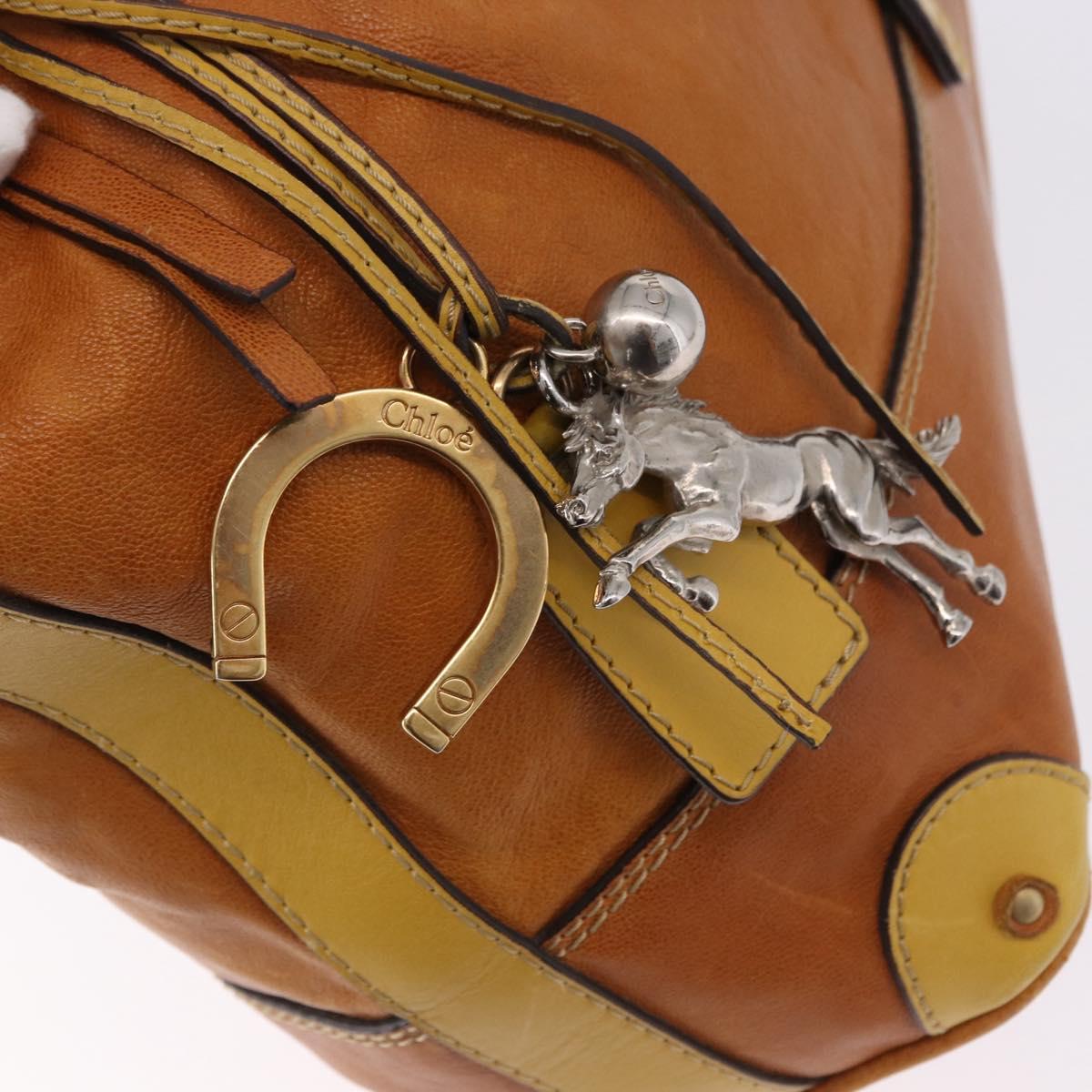 Chloe Hand Bag Leather Beige Gold Silver Auth bs36296A
