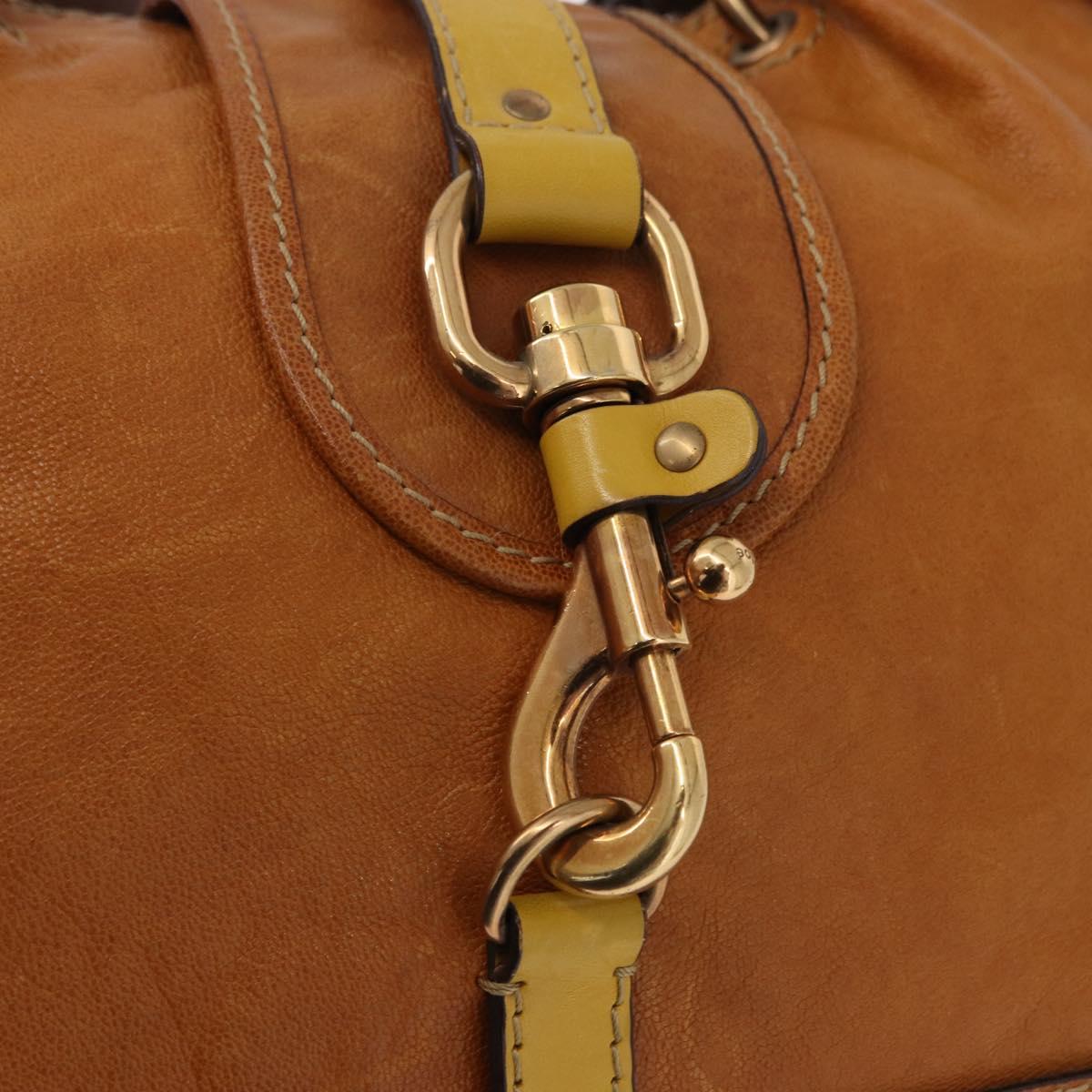Chloe Hand Bag Leather Beige Gold Silver Auth bs36296A
