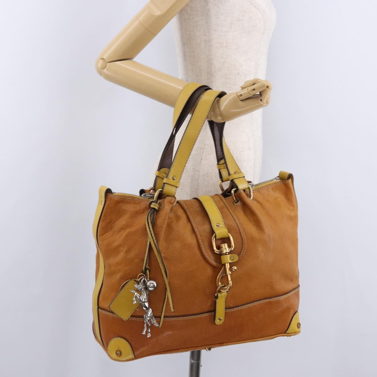 Chloe Hand Bag Leather Beige Gold Silver Auth bs36296A
