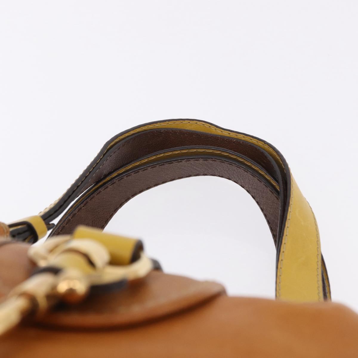 Chloe Hand Bag Leather Beige Gold Silver Auth bs36296A