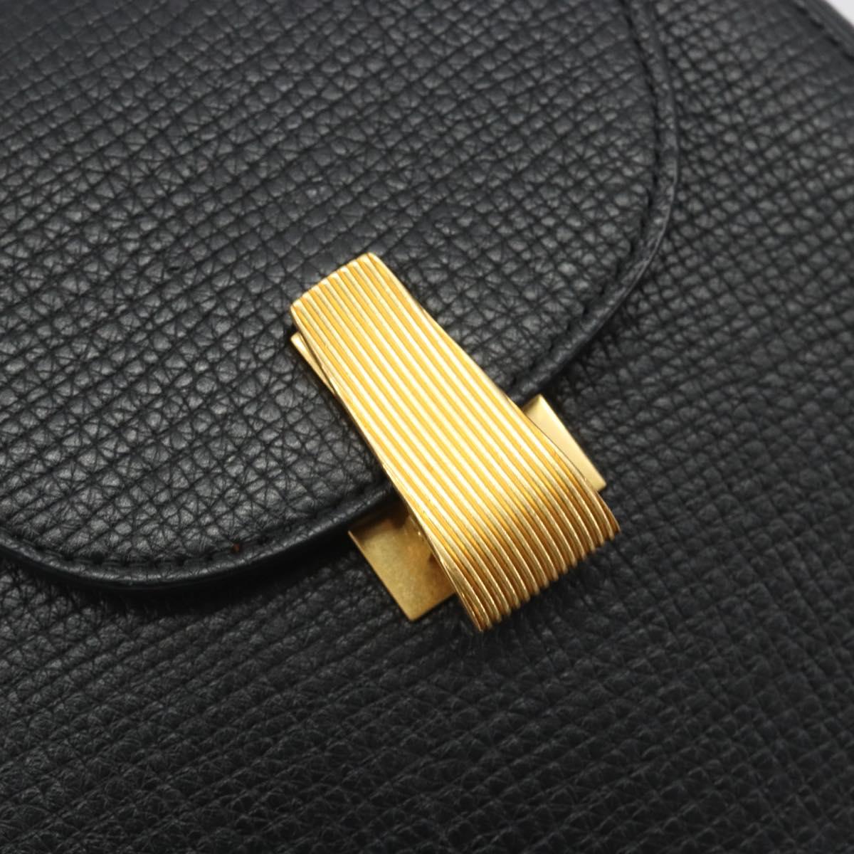 BOTTEGA VENETA Shoulder Bag Leather Black Gold Auth bs36297V