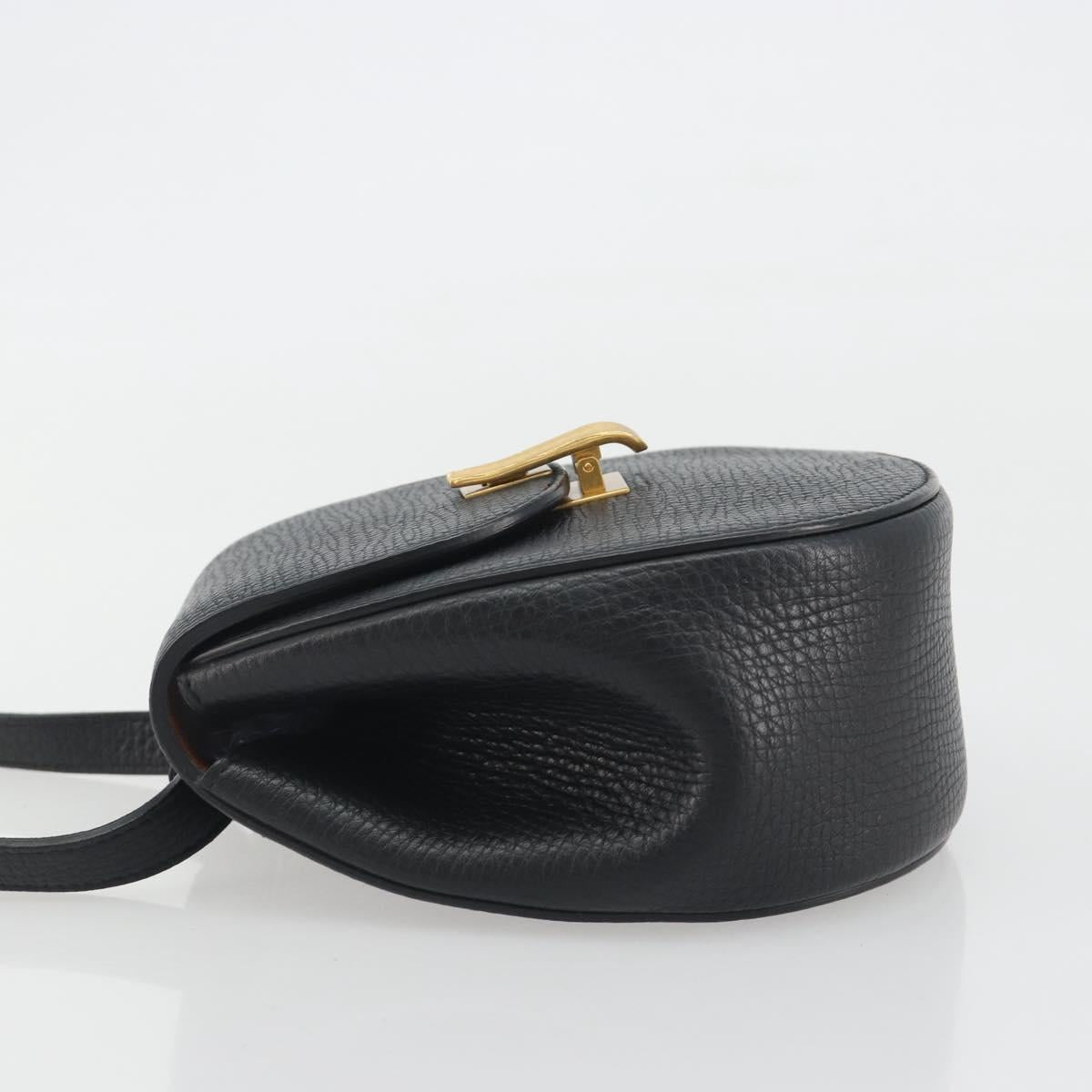 BOTTEGA VENETA Shoulder Bag Leather Black Gold Auth bs36297V