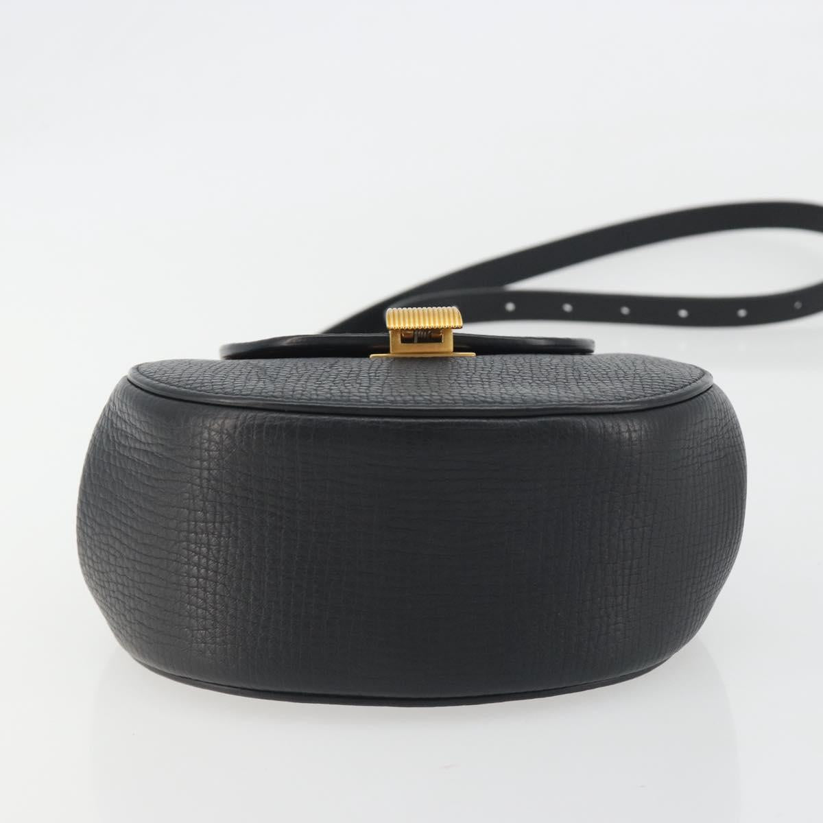 BOTTEGA VENETA Shoulder Bag Leather Black Gold Auth bs36297V