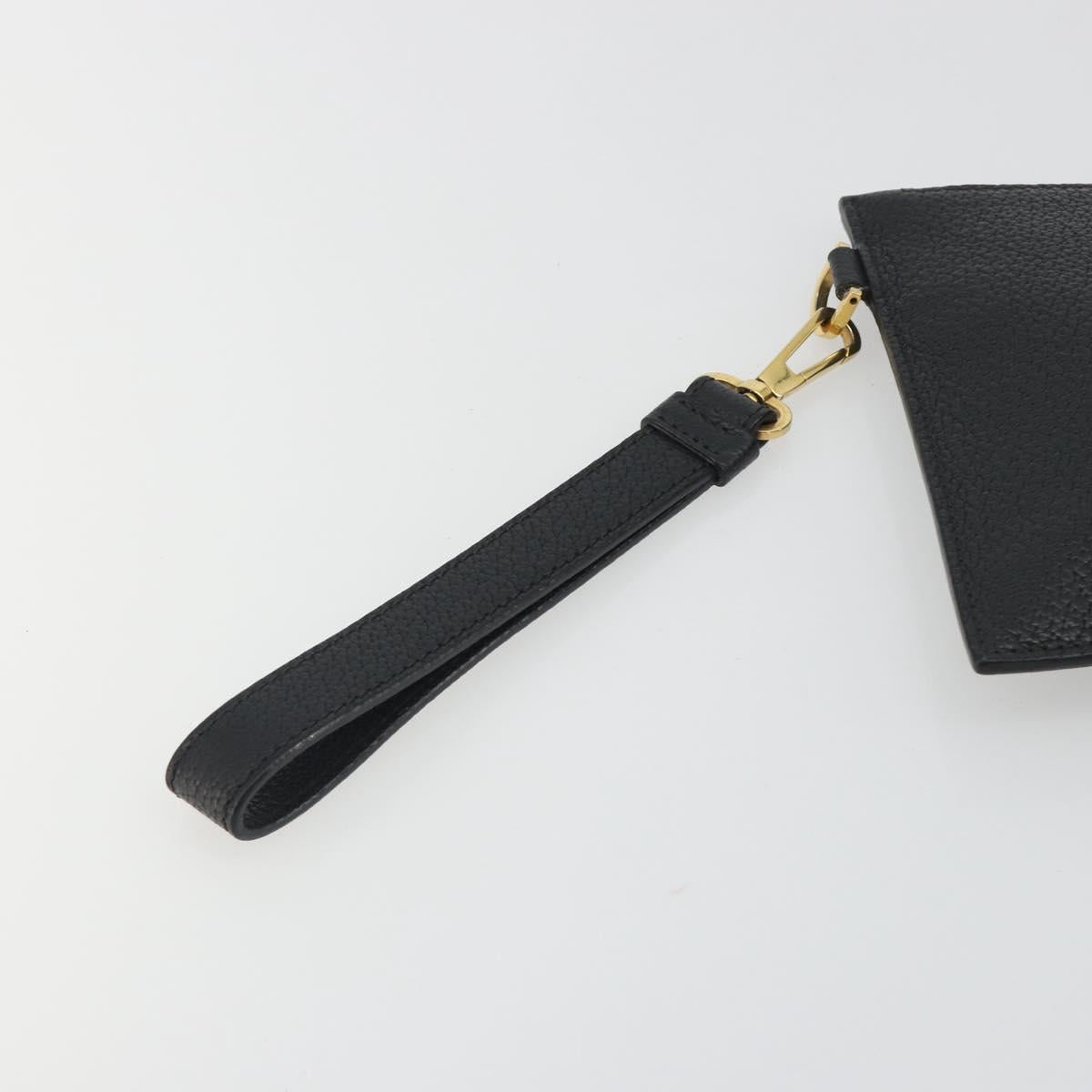 VERSACE Clutch Bag Leather Black Gold Auth bs36298A
