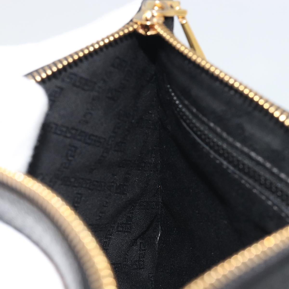 VERSACE Clutch Bag Leather Black Gold Auth bs36298A