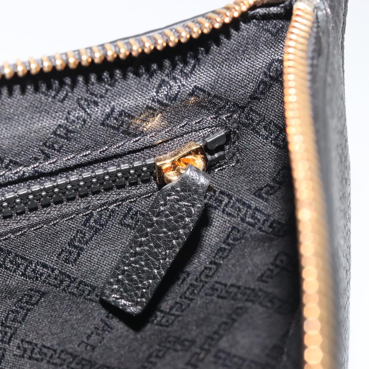 VERSACE Clutch Bag Leather Black Gold Auth bs36298A