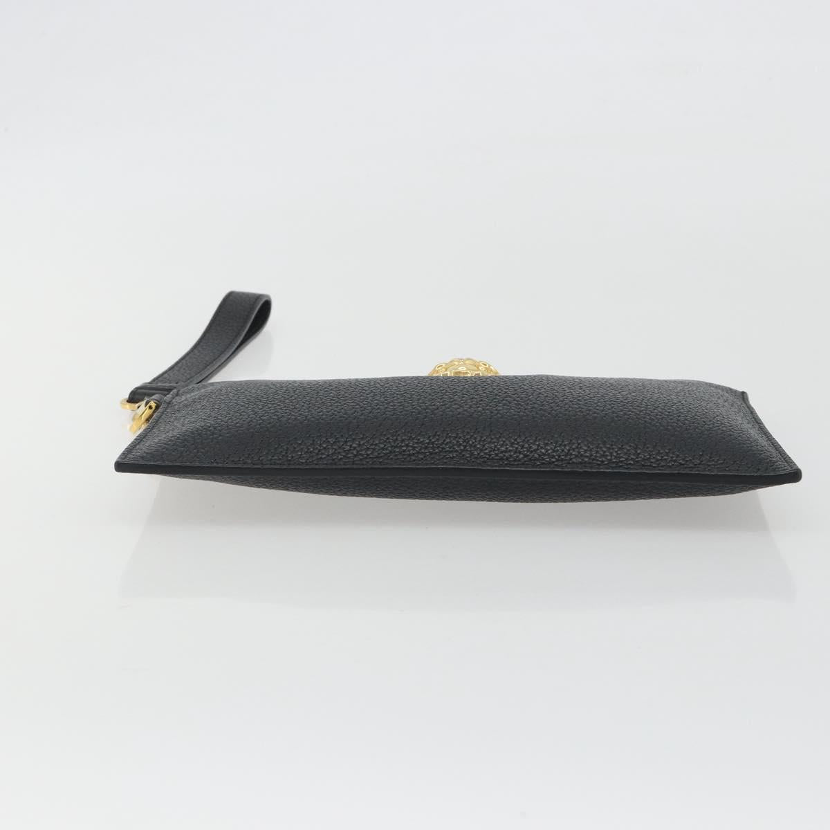 VERSACE Clutch Bag Leather Black Gold Auth bs36298A
