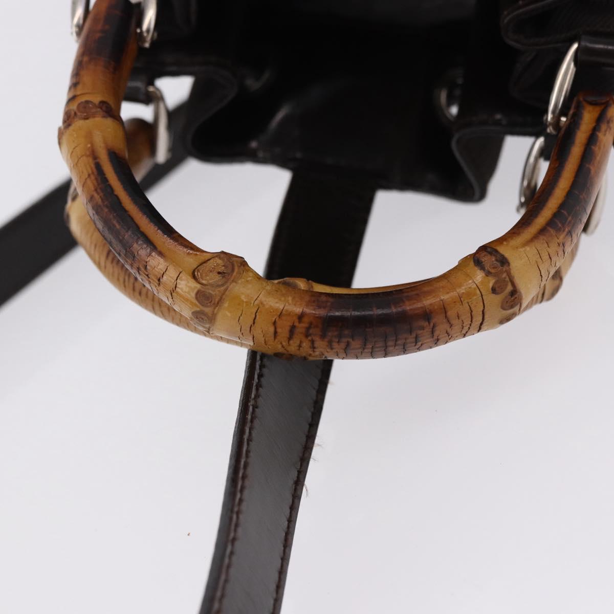 GUCCI Bamboo Hand Bag Nylon 2way Brown Silver 003 2854 0060 5 Auth bs36299A