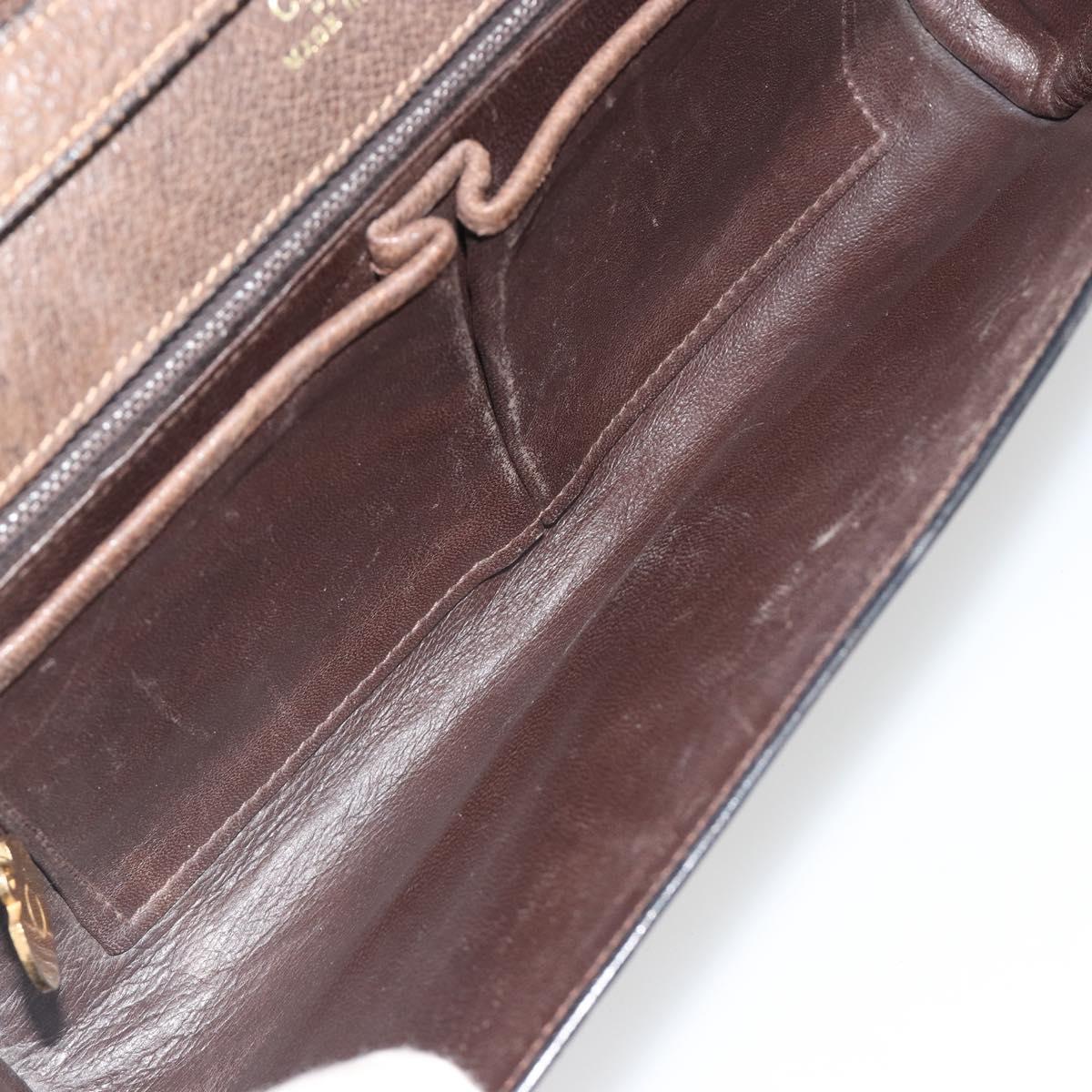 CELINE Shoulder Bag Leather Brown Gold Auth bs36300
