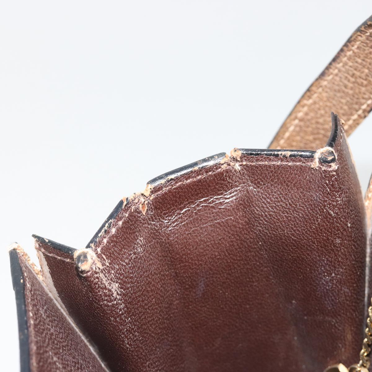 CELINE Shoulder Bag Leather Brown Gold Auth bs36300