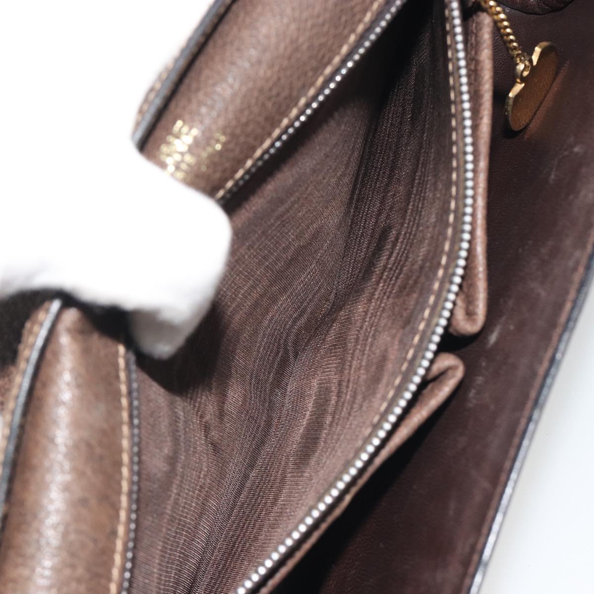 CELINE Shoulder Bag Leather Brown Gold Auth bs36300