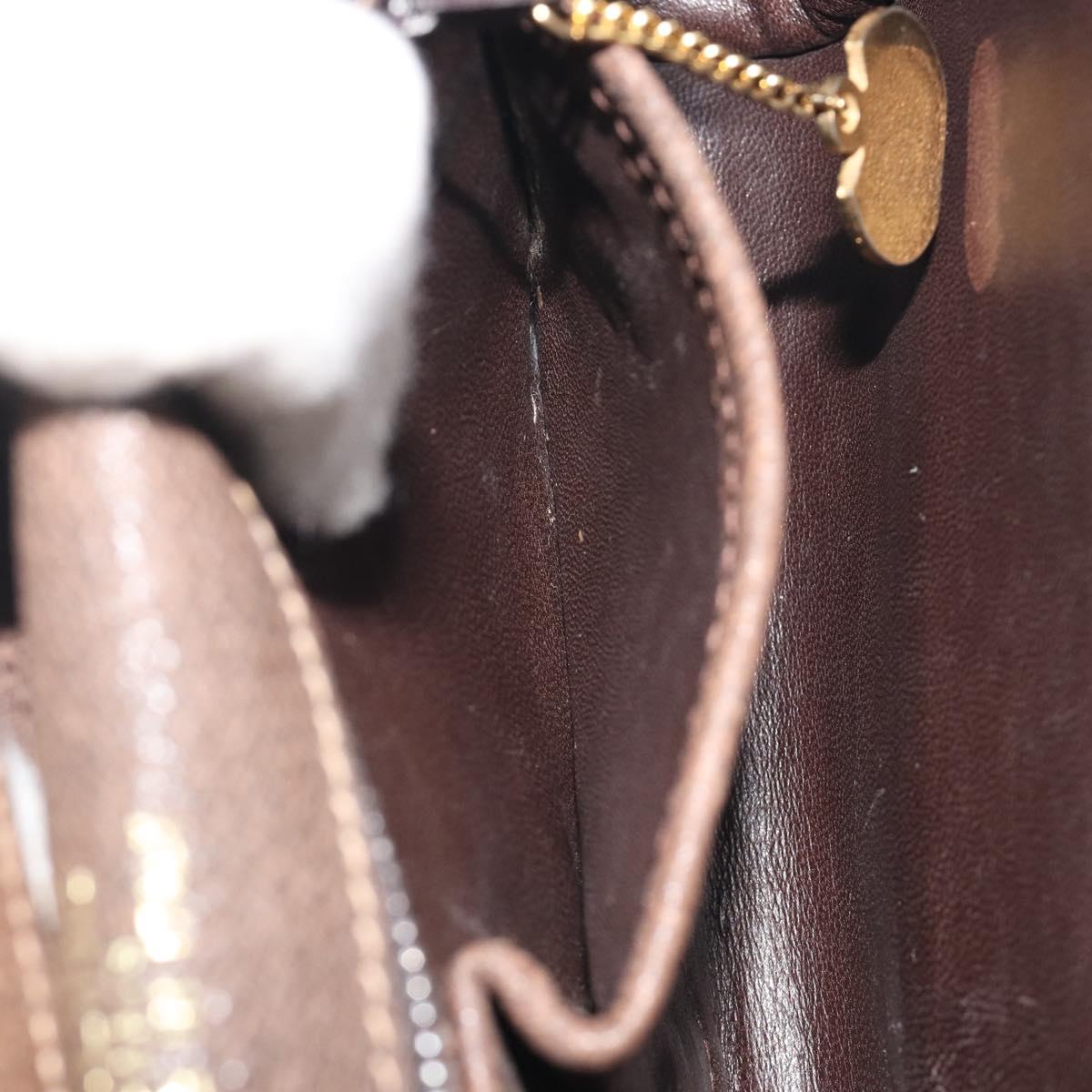 CELINE Shoulder Bag Leather Brown Gold Auth bs36300
